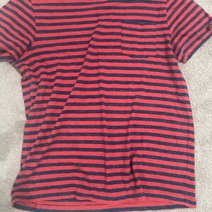 J. Crew Red and Blue Striped Short Sleeve Tee